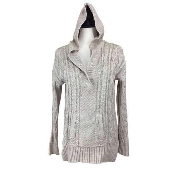 LRL Lauren Ralph Lauren Cream Cable Knit Hooded Sweater M - Picture 1 of 10